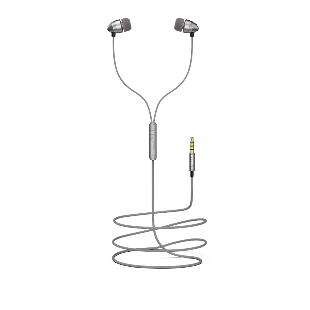 vismac bullet wired earphones (silver)