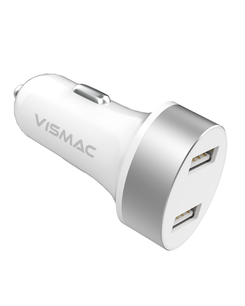 vismac theo car charger 2 port (white)