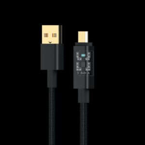 60W braided USB-A to USB-C charging cable